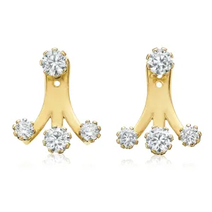9ct Yellow Gold Silver Filled Cubic Zirconia Ear Jackets